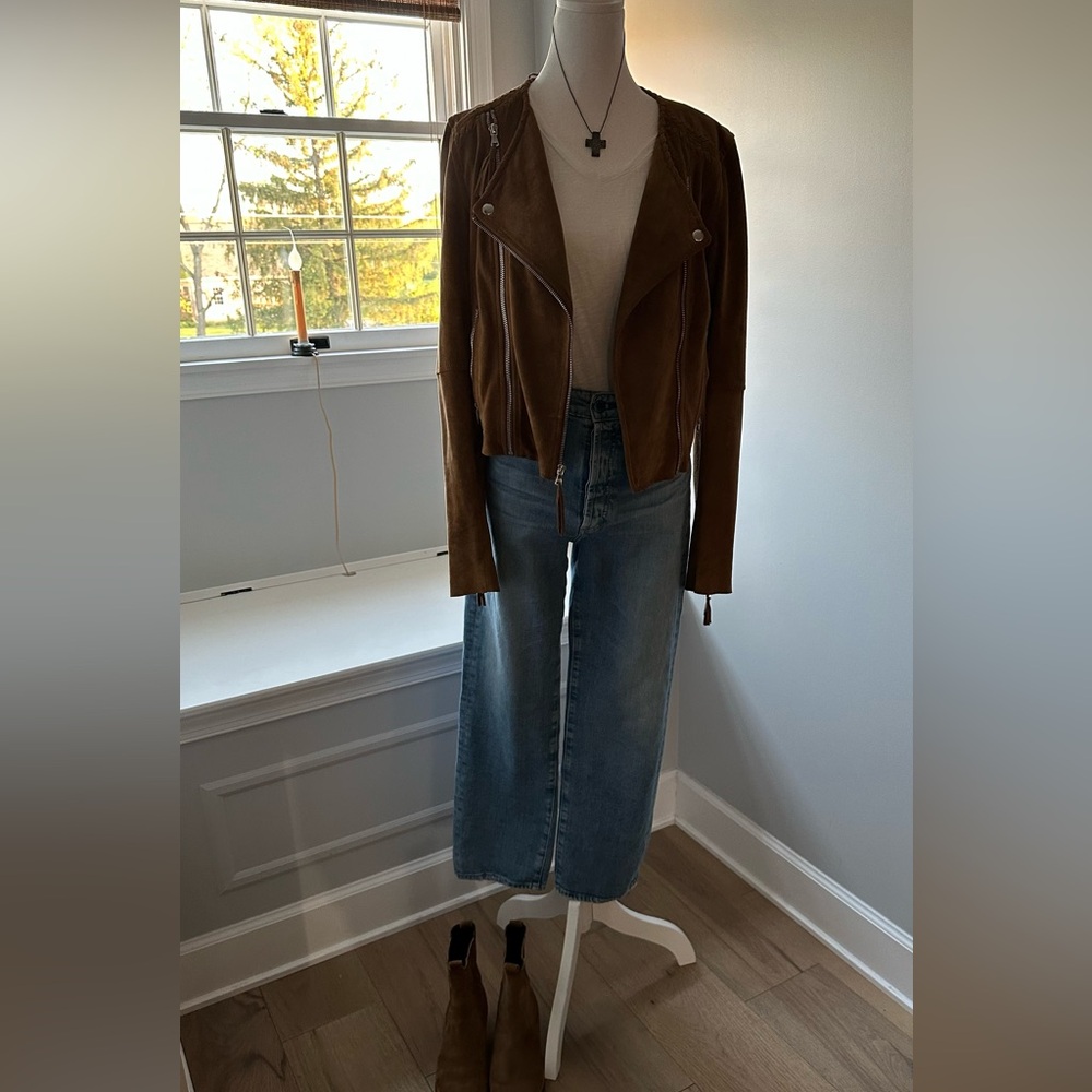 PAIGE Tobacco Color Suede Moto Jacket - Picture 6 of 16